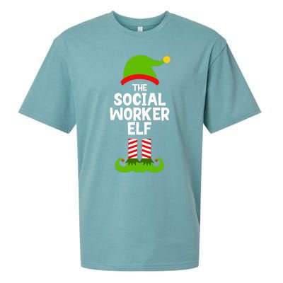 Funny The Social Worker Elf Christmas Matching Family Party Sueded Cloud Jersey T-Shirt