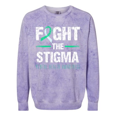 Fight The Stigma Tal Health Awareness Retro Green Ribbon Gift Colorblast Crewneck Sweatshirt