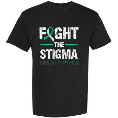 Fight The Stigma Tal Health Awareness Retro Green Ribbon Gift Garment-Dyed Heavyweight T-Shirt