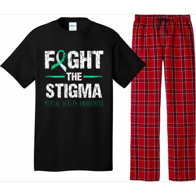 Fight The Stigma Tal Health Awareness Retro Green Ribbon Gift Pajama Set