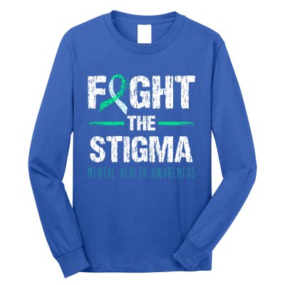 Fight The Stigma Tal Health Awareness Retro Green Ribbon Gift Long Sleeve Shirt