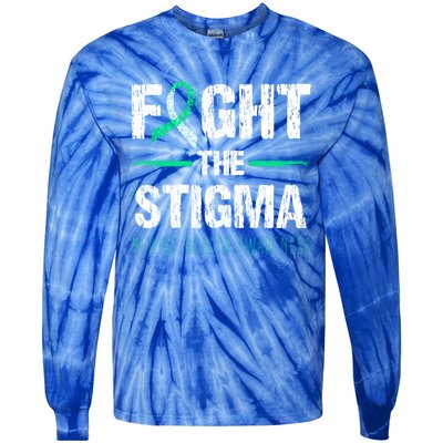 Fight The Stigma Tal Health Awareness Retro Green Ribbon Gift Tie-Dye Long Sleeve Shirt