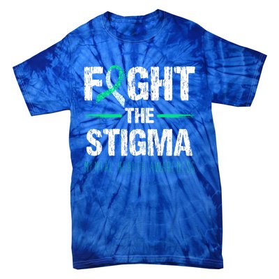 Fight The Stigma Tal Health Awareness Retro Green Ribbon Gift Tie-Dye T-Shirt