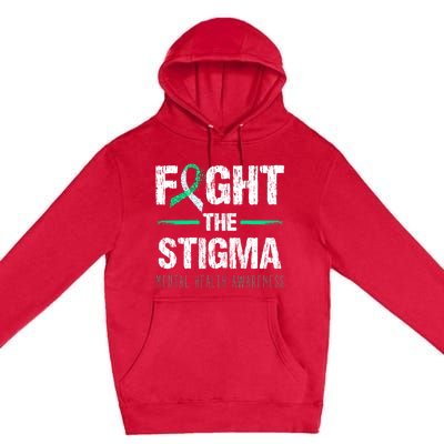 Fight The Stigma Tal Health Awareness Retro Green Ribbon Gift Premium Pullover Hoodie