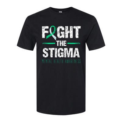 Fight The Stigma Tal Health Awareness Retro Green Ribbon Gift Softstyle CVC T-Shirt