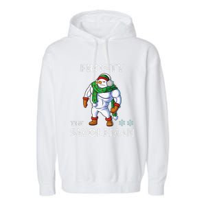 Frosty The Swoleman Funny Fitness Gym Training Christmas Garment-Dyed Fleece Hoodie