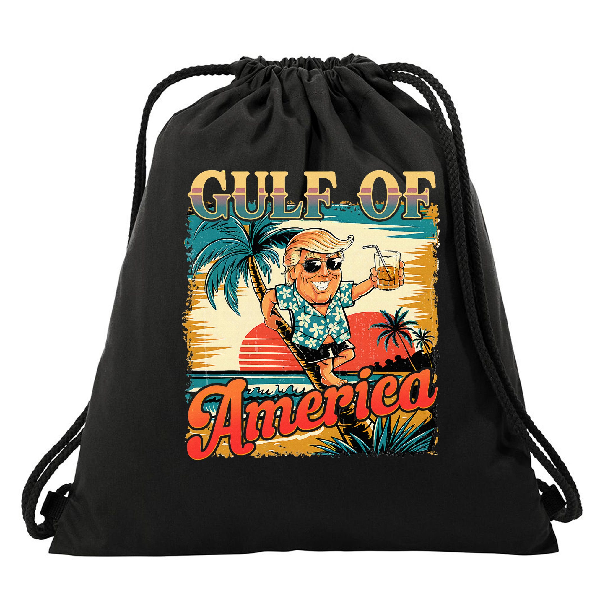 Funny Trump Shirt Gulf Of Us America Est 2025  Drawstring Bag