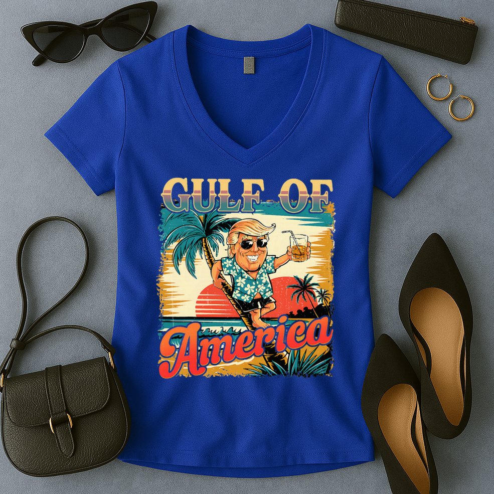 Funny Trump Shirt Gulf Of Us America Est 2025  Women's V-Neck T-Shirt