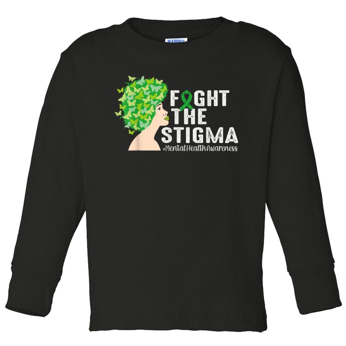 Fight The Stigma Mental Health Awareness Green Ribbon Toddler Long Sleeve Shirt