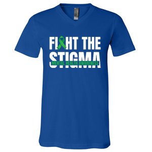 Fight The Stigma Tal Health Awareness Ribbon Gift V-Neck T-Shirt