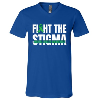 Fight The Stigma Tal Health Awareness Ribbon Gift V-Neck T-Shirt