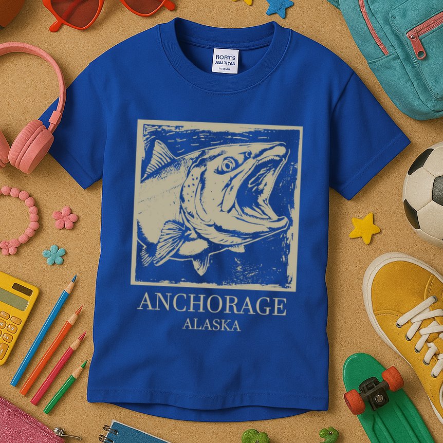 Fishing Town Souvenir Anchorage Alaska Gift Kids T-Shirt