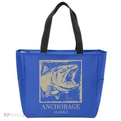 Fishing Town Souvenir Anchorage Alaska Gift Zip Tote Bag