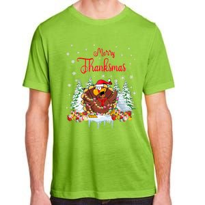 Funny Turkey Santa Merry Thanksmas Christmas Thanksgiving Adult ChromaSoft Performance T-Shirt