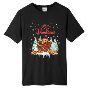 Funny Turkey Santa Merry Thanksmas Christmas Thanksgiving Tall Fusion ChromaSoft Performance T-Shirt