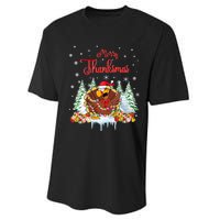 Funny Turkey Santa Merry Thanksmas Christmas Thanksgiving Performance Sprint T-Shirt