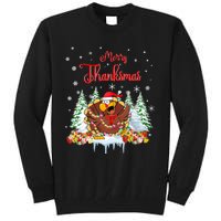 Funny Turkey Santa Merry Thanksmas Christmas Thanksgiving Tall Sweatshirt