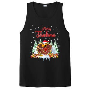 Funny Turkey Santa Merry Thanksmas Christmas Thanksgiving PosiCharge Competitor Tank