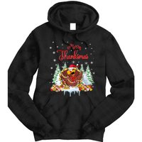 Funny Turkey Santa Merry Thanksmas Christmas Thanksgiving Tie Dye Hoodie