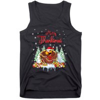 Funny Turkey Santa Merry Thanksmas Christmas Thanksgiving Tank Top