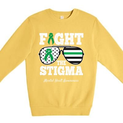 Fight The Stigma Tal Health Awareness Sunglasses Usa Flag Gift Premium Crewneck Sweatshirt