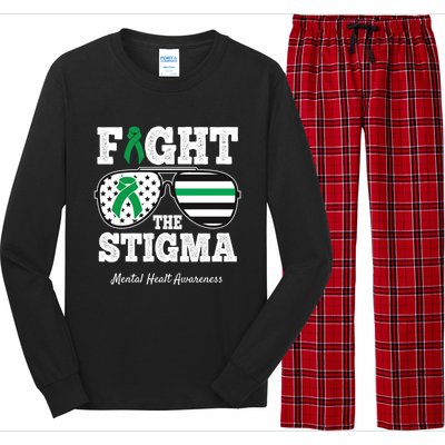 Fight The Stigma Tal Health Awareness Sunglasses Usa Flag Gift Long Sleeve Pajama Set