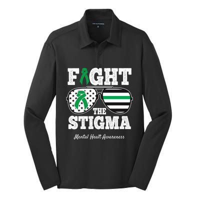 Fight The Stigma Tal Health Awareness Sunglasses Usa Flag Gift Silk Touch Performance Long Sleeve Polo