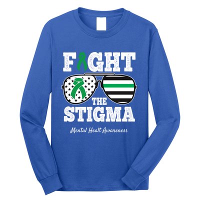 Fight The Stigma Tal Health Awareness Sunglasses Usa Flag Gift Long Sleeve Shirt