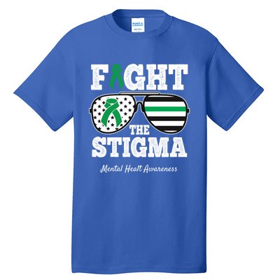 Fight The Stigma Tal Health Awareness Sunglasses Usa Flag Gift Tall T-Shirt