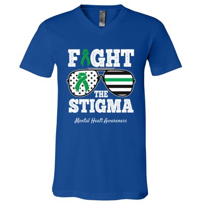 Fight The Stigma Tal Health Awareness Sunglasses Usa Flag Gift V-Neck T-Shirt