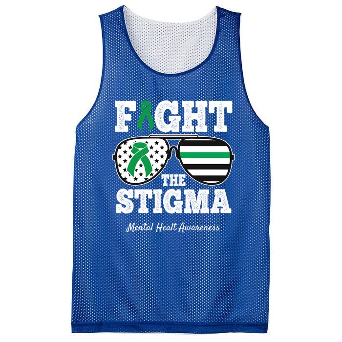 Fight The Stigma Tal Health Awareness Sunglasses Usa Flag Gift Mesh Reversible Basketball Jersey Tank