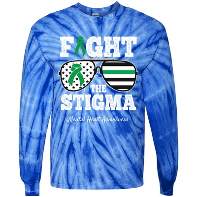 Fight The Stigma Tal Health Awareness Sunglasses Usa Flag Gift Tie-Dye Long Sleeve Shirt