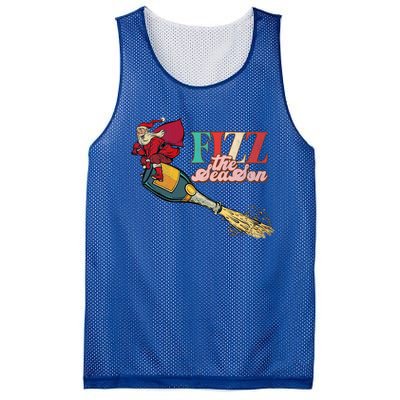 Fizz The Season Be Merry Santa Claus Xmas Champagne Gift Mesh Reversible Basketball Jersey Tank