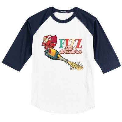 Fizz The Season Be Merry Santa Claus Xmas Champagne Gift Baseball Sleeve Shirt