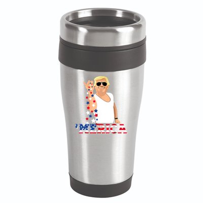 Funny Trump Salt Merica Freedom 4th Of July 16oz Travel Tumbler