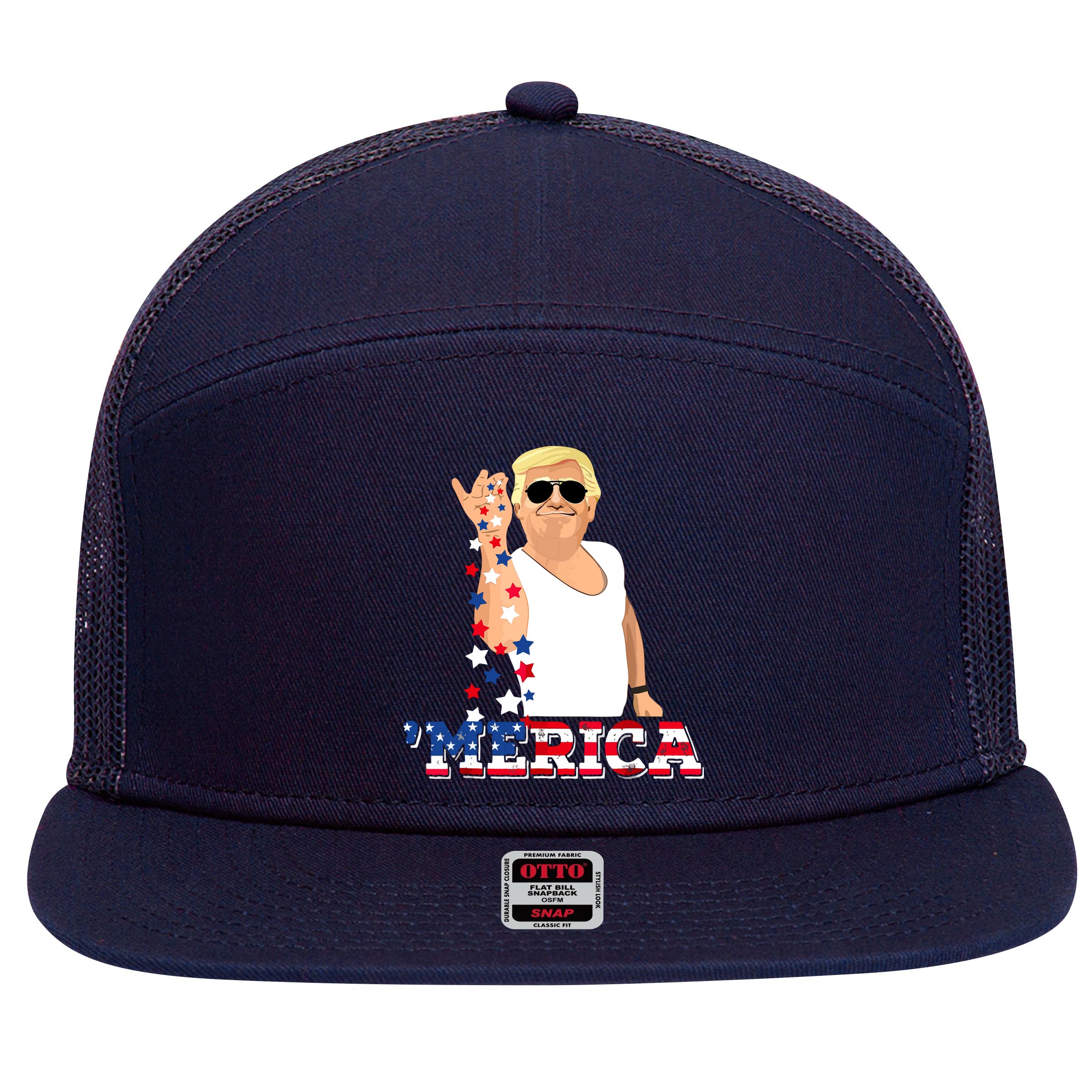 Funny Trump Salt Merica Freedom 4th Of July 7 Panel Mesh Trucker Snapback Hat