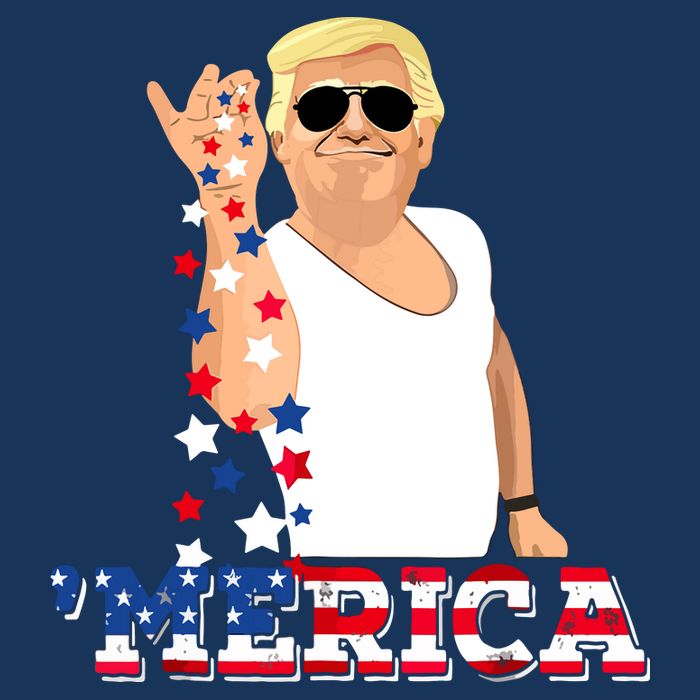 Funny Trump Salt Merica Freedom 4th Of July 7 Panel Mesh Trucker Snapback Hat