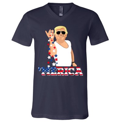 Funny Trump Salt Merica Freedom 4th Of July V-Neck T-Shirt