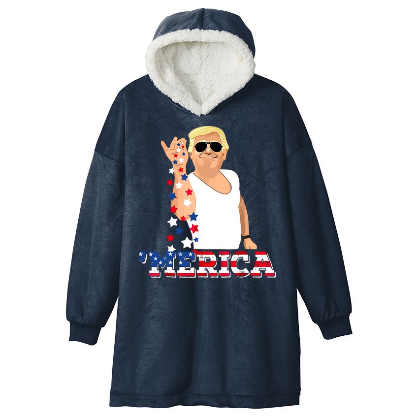 Funny Trump Salt Merica Freedom 4th Of July Hooded Wearable Blanket
