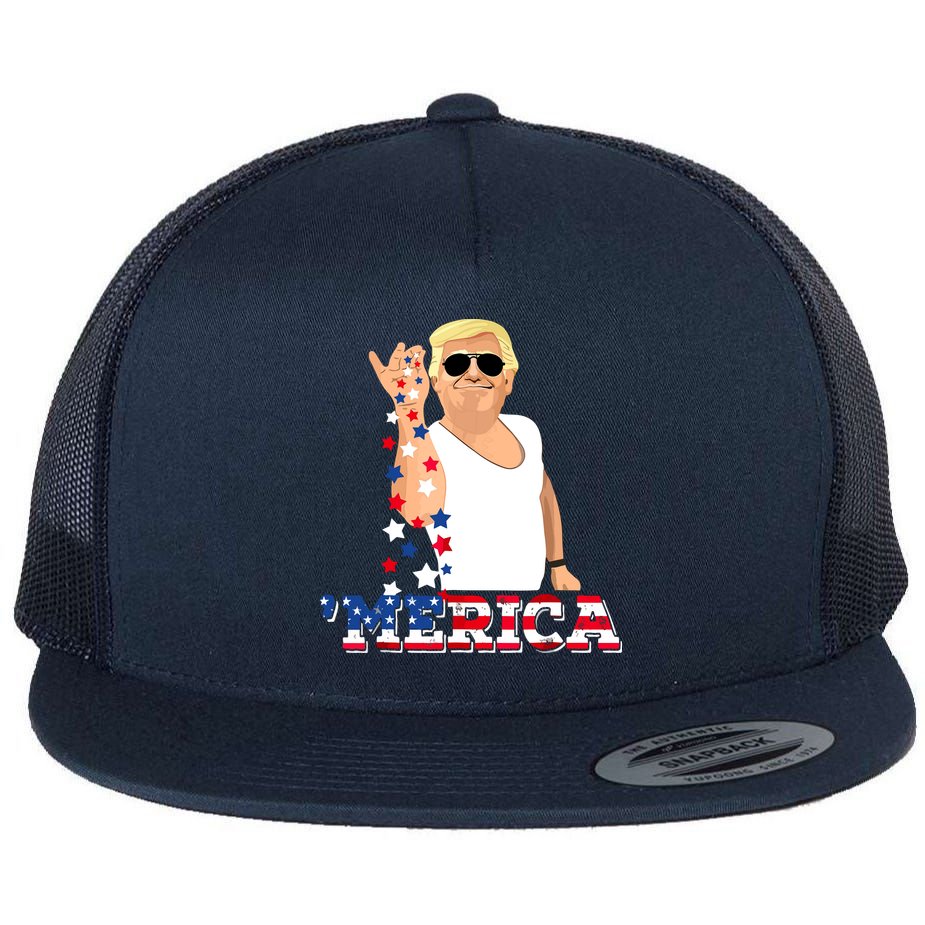 Funny Trump Salt Merica Freedom 4th Of July Flat Bill Trucker Hat