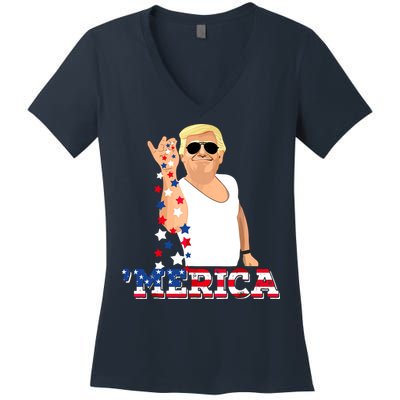 Funny Trump Salt Merica Freedom 4th Of July Women's V-Neck T-Shirt
