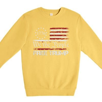 Free Trump Supporters Pro Trump American Flag Premium Crewneck Sweatshirt