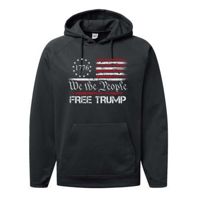 Free Trump Supporters Pro Trump American Flag Performance Fleece Hoodie