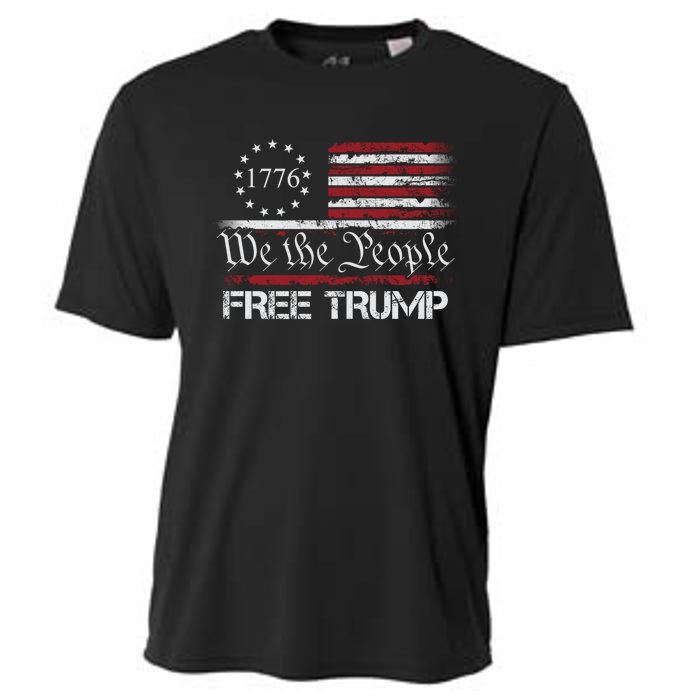 Free Trump Supporters Pro Trump American Flag Cooling Performance Crew T-Shirt