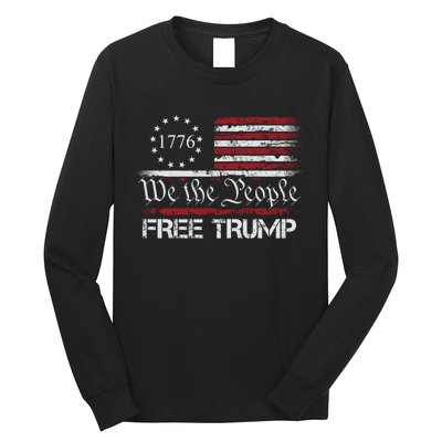 Free Trump Supporters Pro Trump American Flag Long Sleeve Shirt