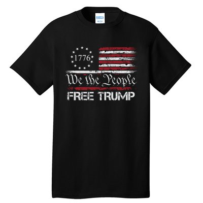 Free Trump Supporters Pro Trump American Flag Tall T-Shirt