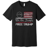 Free Trump Supporters Pro Trump American Flag Premium T-Shirt