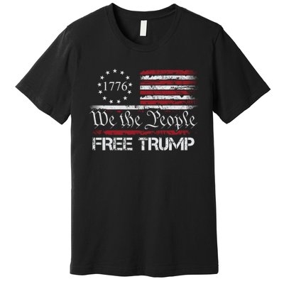 Free Trump Supporters Pro Trump American Flag Premium T-Shirt