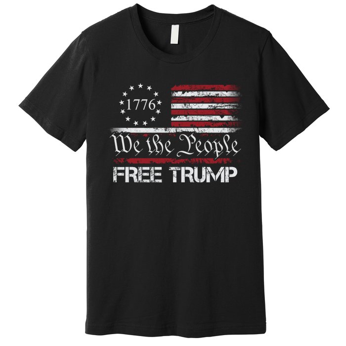 Free Trump Supporters Pro Trump American Flag Premium T-Shirt