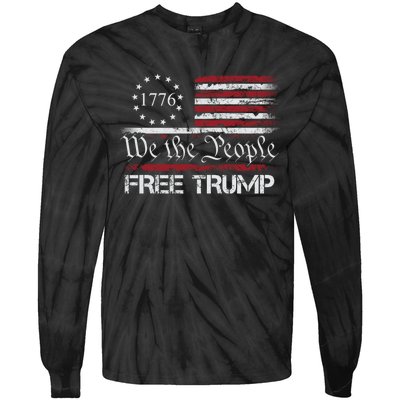 Free Trump Supporters Pro Trump American Flag Tie-Dye Long Sleeve Shirt